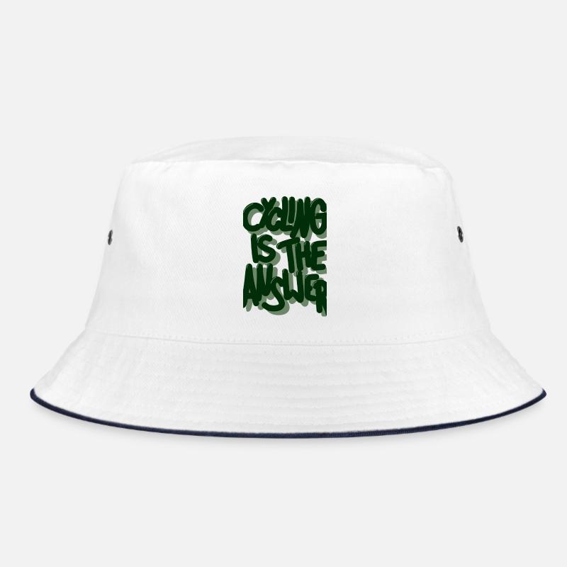 Cycling is the answer dunkelgruen - Bucket Hat - Weiß/Navy
