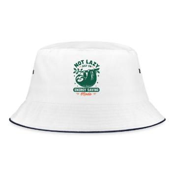 Not Lazy Energy Saving Mode - Bucket Hat - Weiß/Navy - Vorne