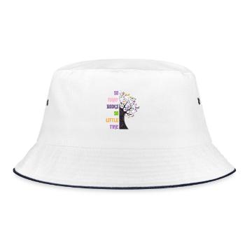 Book tree: Lots to read, little time - Bucket Hat - white/navy - Front