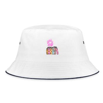Girl Stuff Bücherfarbenzauber - Bucket Hat - Weiß/Navy - Vorne