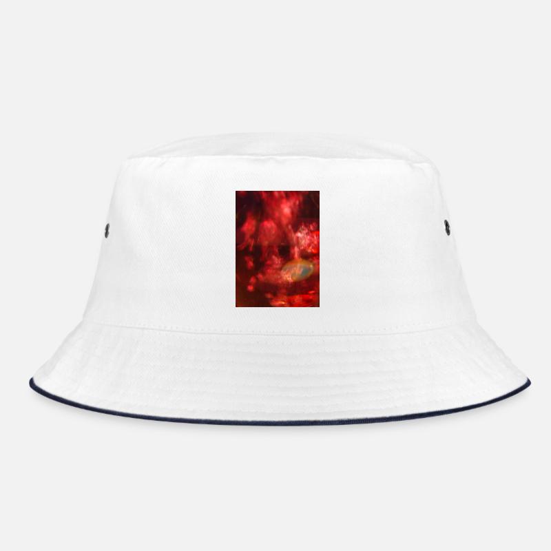 Rotlichtrauschendes Neon - Bucket Hat - Weiß/Navy
