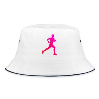 Geschenkidee für einen Running mit Running - Bucket Hat - Weiß/Navy - Vorne