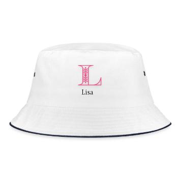 Lily Ornament L-Letter - Bucket Hat - white/navy - Front