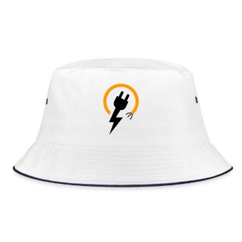 Electrician logo with lightning bolt and plug - Bucket Hat - white/navy - Front