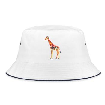 Lebendige Giraffenfarben Muster - Bucket Hat - Weiß/Navy - Vorne