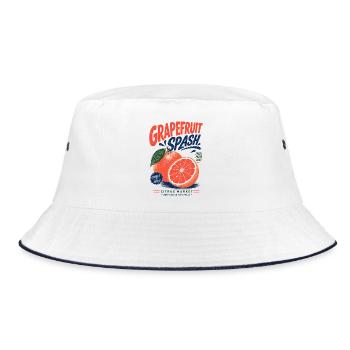 Grapefruit Splash Citrus Motiv - Bucket Hat - Weiß/Navy - Vorne