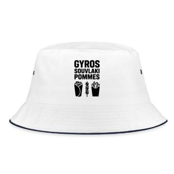 gyros souvlaki pommes - Bucket Hat - Weiß/Navy - Vorne