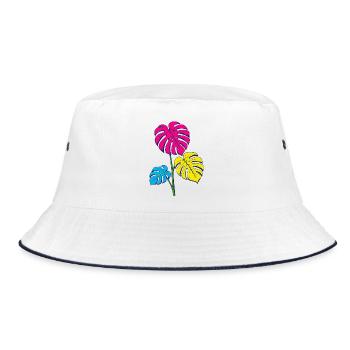 Monstera coloré | Motif foliaire tropical - Bob - blanc/marine - Devant