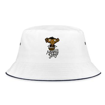 Little Monkey with Bowl - Bucket Hat - white/navy - Front