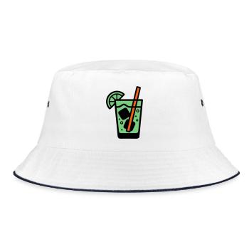 Cocktail Glass Summer Drink Girls' Vacation Bachelor Party - Bucket Hat - white/navy - Front