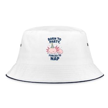 Born to Party, Forced to Nap Axolotl - Bucket Hat - white/navy - Front