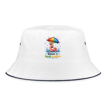 Earthworm with colorful umbrella - Bucket Hat - white/navy - Front