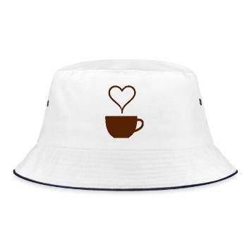 Coffee Heart Gift Coffee Drinker - Bucket Hat - white/navy - Front