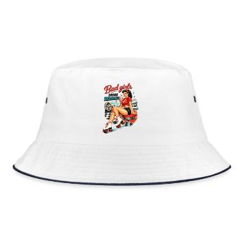 Bad Girls Drink Milkshakes – 50s Diner Pin-Up - Bucket Hat - white/navy - Front
