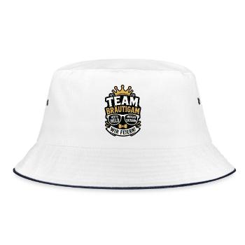 Team Bräutigam Heute Held Morgen Ehemann - Bucket Hat - Weiß/Navy - Vorne
