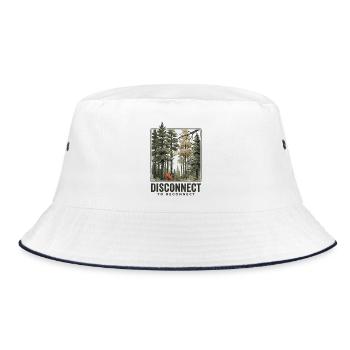 Hiking - Outdoor Adventure -Disconnect to Reconnet - Bucket Hat - white/navy - Front