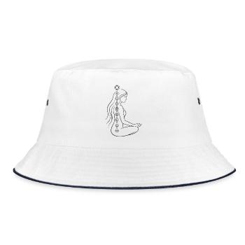 Chakra Yoga Meditation - Spirituelle Lotus Frau - Bucket Hat - Weiß/Navy - Vorne