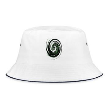 Green Spiral Swirl Neon Art - Bucket Hat - white/navy - Front