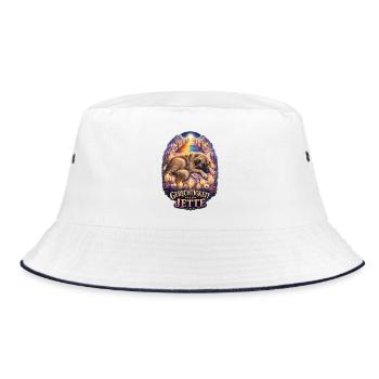 Gerechtigkeit für Hund Jette – Fellnasen - Bucket Hat - Weiß/Navy - Vorne