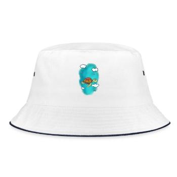 Flying turtle in the sky - Bucket Hat - white/navy - Front