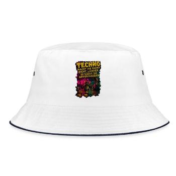 Techno Maus alles Käse außer Techno - Bucket Hat - Weiß/Navy - Vorne