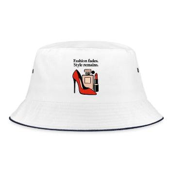Fashion fades. Style remains. - Elegant High Heel  - Bucket Hat - Weiß/Navy - Vorne