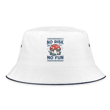 Mushroom motif: Ride the waves - Bucket Hat - white/navy - Front