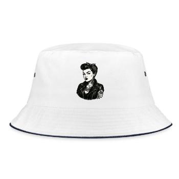 Veste en cuir de Pin-Up rebelle des années 50 - Bob - blanc/marine - Devant