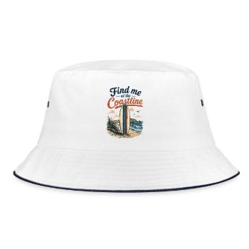 Find me at the Coastline Surfboard - Bucket Hat - white/navy - Front