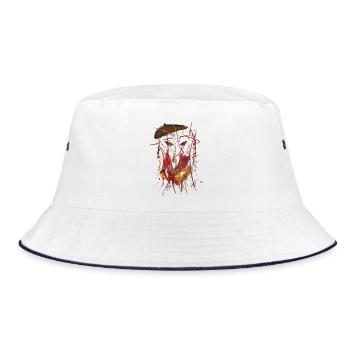 Abstract Artist Face Expressionism - Bucket Hat - white/navy - Front