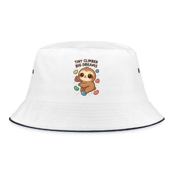 Kawaii Faultier Klettern - Tiny Climber Shirt - Bucket Hat - Weiß/Navy - Vorne