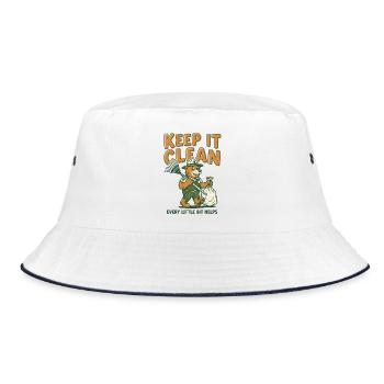 Keep It Clean Bear Cleanup Graphic - Bucket Hat - white/navy - Front