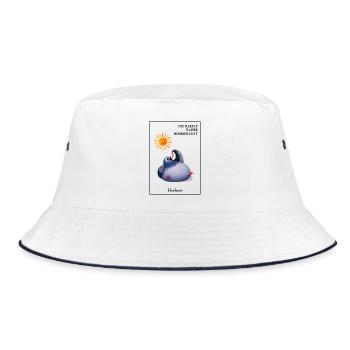 DIE KLEINE TAUBE NIMMERSATT - Herbert - mit Wurm - Bucket Hat - Weiß/Navy - Vorne