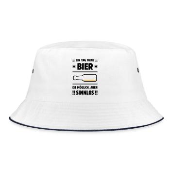 Ein Tag Ohne Bier Ist Möglich, Aber Sinnlos! POS2C - Bucket Hat - Weiß/Navy - Vorne