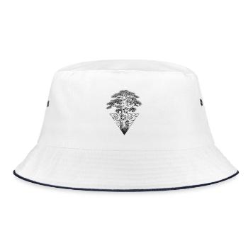 Geometric fractal tree on black background - Bucket Hat - white/navy - Front