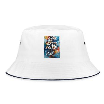 Bright Watercolor Flowers - Bucket Hat - white/navy - Front