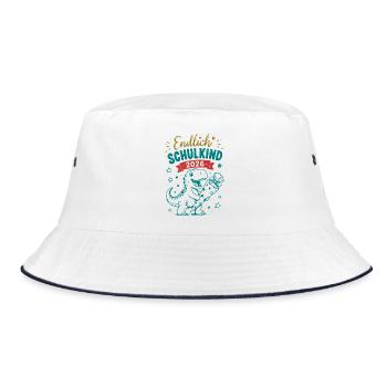 Endlich Schulkind 2026 Dino - Bucket Hat - Weiß/Navy - Vorne