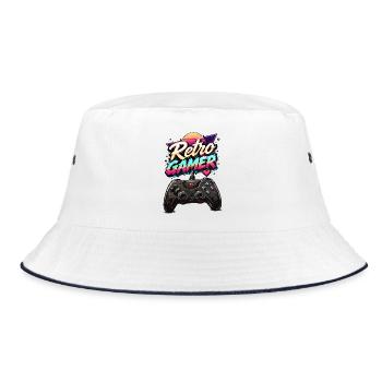Retro Gamer Neon Controller - Bucket Hat - white/navy - Front
