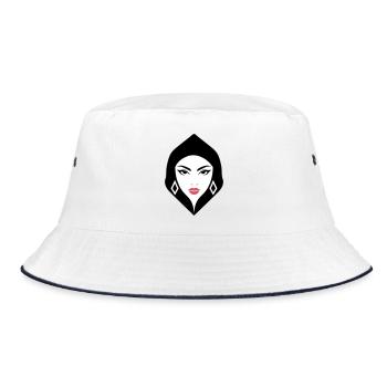 BW Woman Geometric Beauty That Commands Attention - Bucket Hat - white/navy - Front