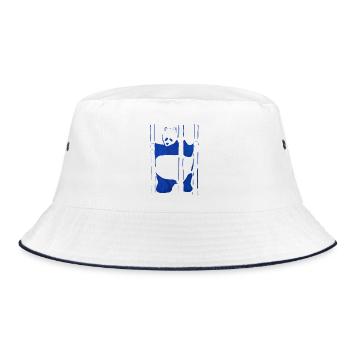 Watercolor Panda, Hand Drawn, No AI - Bucket Hat - white/navy - Front