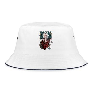Yokai Serpent Oni Girl Japanese Streetwear Art - Bucket Hat - white/navy - Front