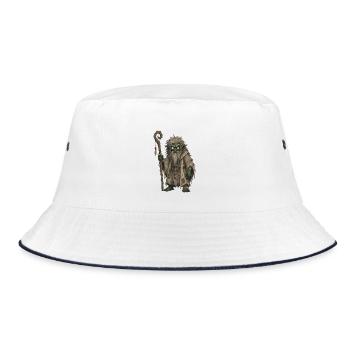 Grizzled Goblin Sage with Staff - Bucket Hat - white/navy - Front