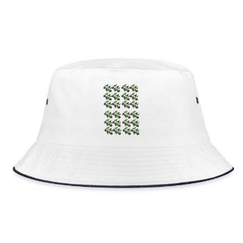 Olive Branches Pattern - Bucket Hat - white/navy - Front
