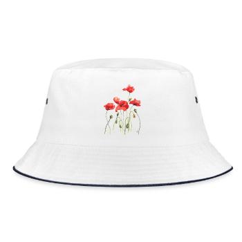 red poppies - Bucket Hat - white/navy - Front