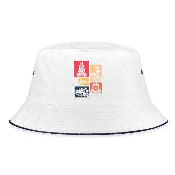 Retro Vintage Zug Silhouette Lokomotive - Bucket Hat - Weiß/Navy - Vorne