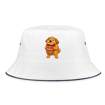 Golden Retriever Sandwich Thief - Bucket Hat - white/navy - Front