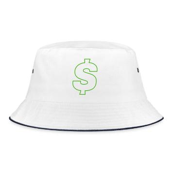 Neon Dollar Outline Design - Bucket Hat - white/navy - Front