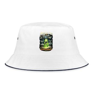 JGA Shirt Herren UFO Entführung Bräutigam - Bucket Hat - Weiß/Navy - Vorne