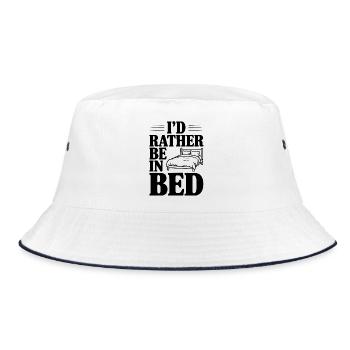Ich wäre lieber im Bett - Bucket Hat - Weiß/Navy - Vorne