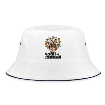Professioneller Überdenker - Bucket Hat - Weiß/Navy - Vorne